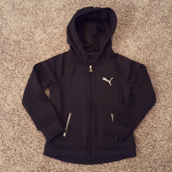 girls black puma hoodie